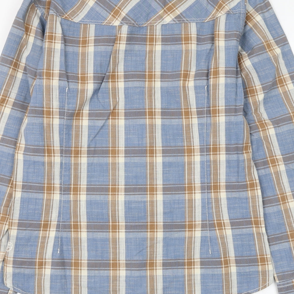 TOM TAILOR Mens Blue Plaid Cotton Button-Up Size S Collared Button