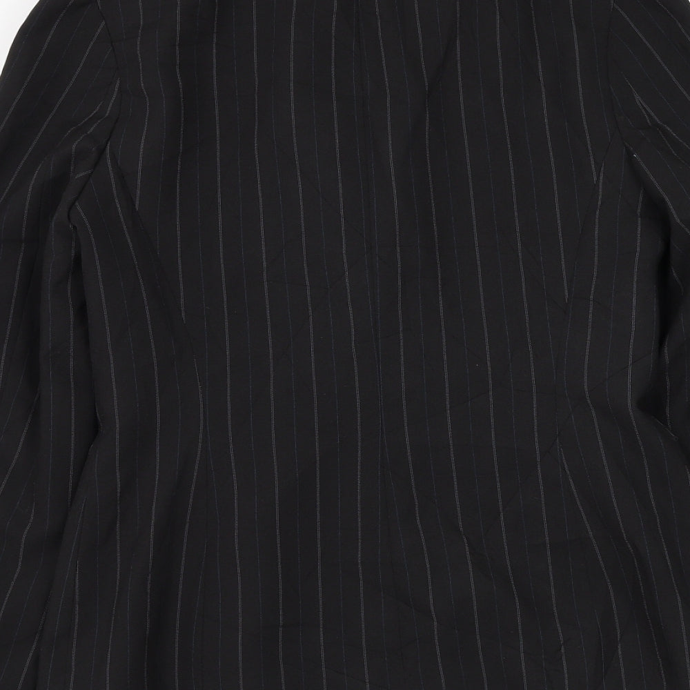 New Look Womens Black Striped Jacket Blazer Size 10 Button