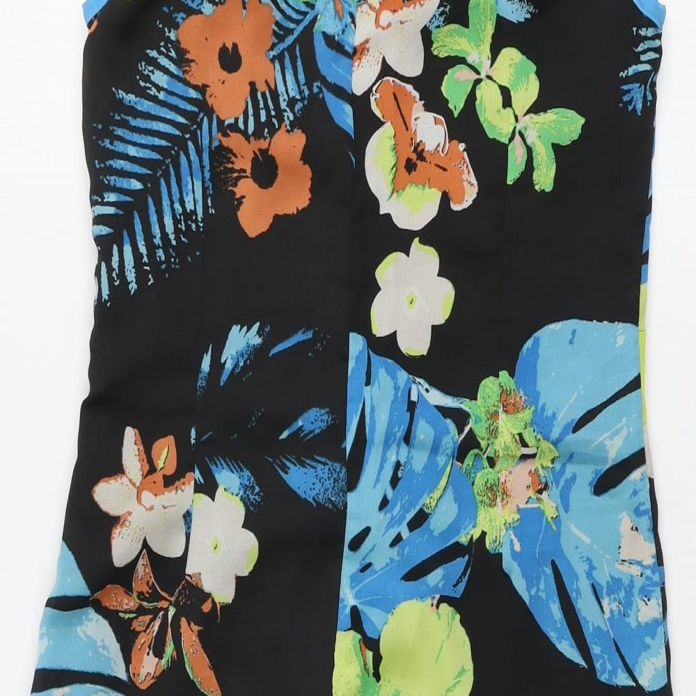 Sophyline Womens Multicoloured Floral Polyester A-Line Size S Round Neck