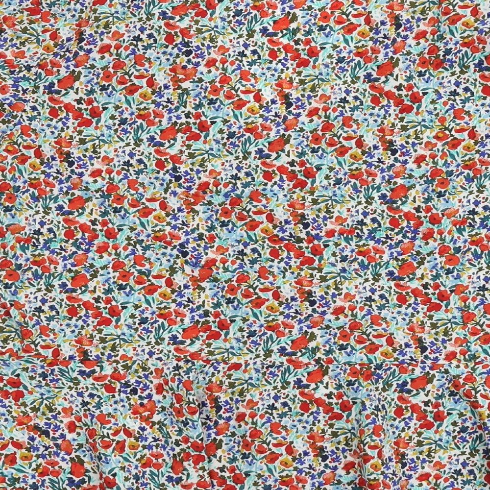 New Look Womens Multicoloured Floral Polyester Basic Button-Up Size S V-Neck
