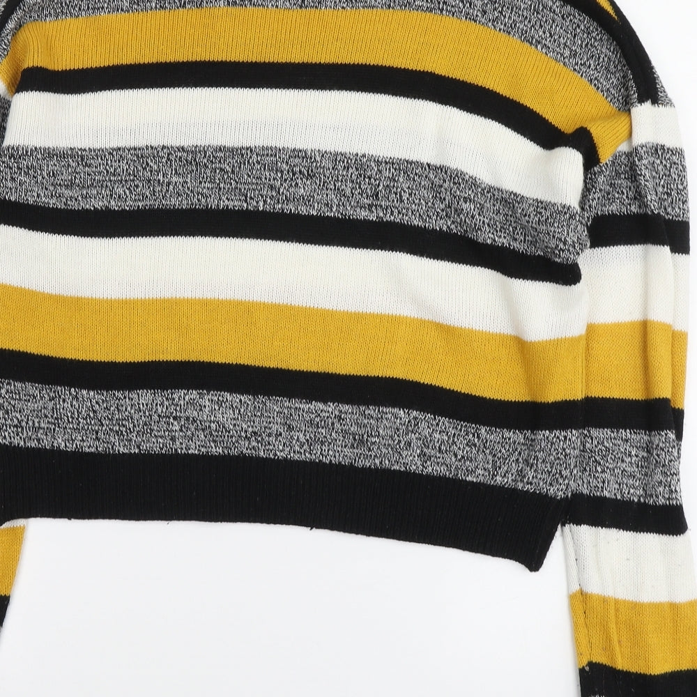 H&M Womens Multicoloured Round Neck Striped Acrylic Pullover Jumper Size L