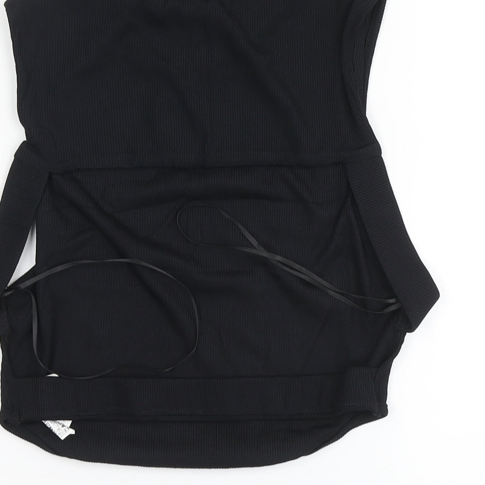 Zara Womens Black Polyamide Basic Tank Size M High Neck
