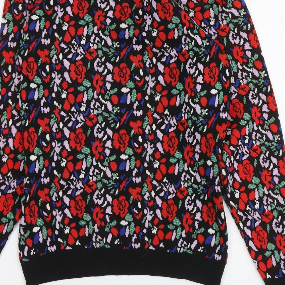 Savida Womens Multicoloured V-Neck Floral Polyester Pullover Jumper Size XS