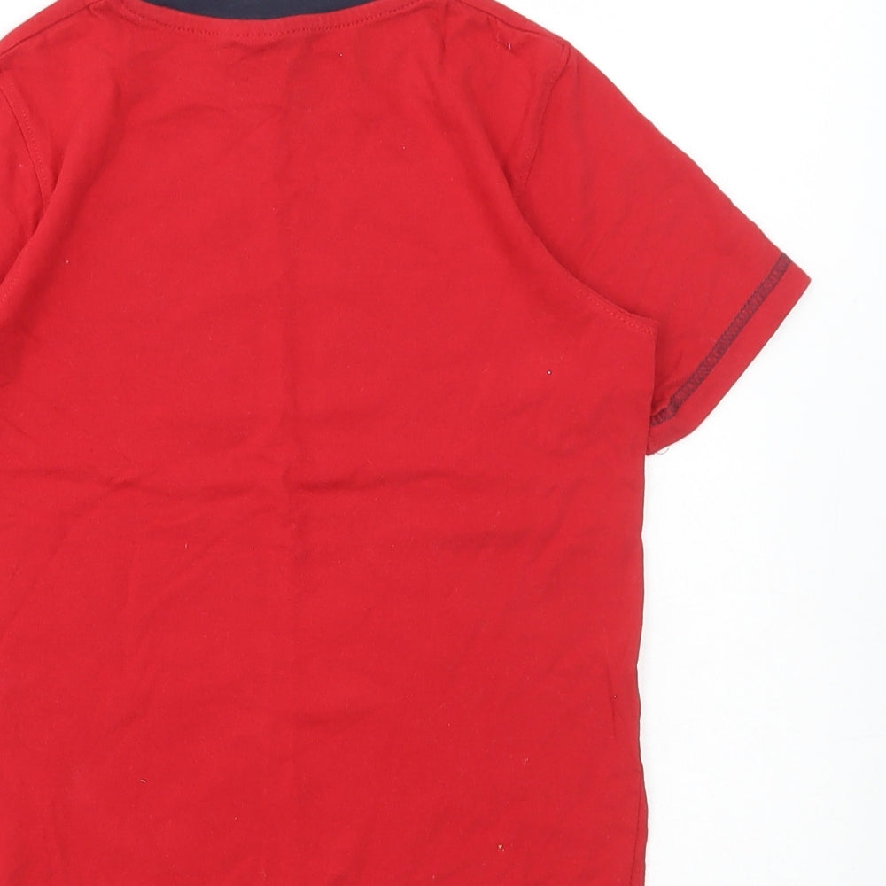 Blue Seven Boys Red Cotton Basic T-Shirt Size 7 Years Round Neck Pullover