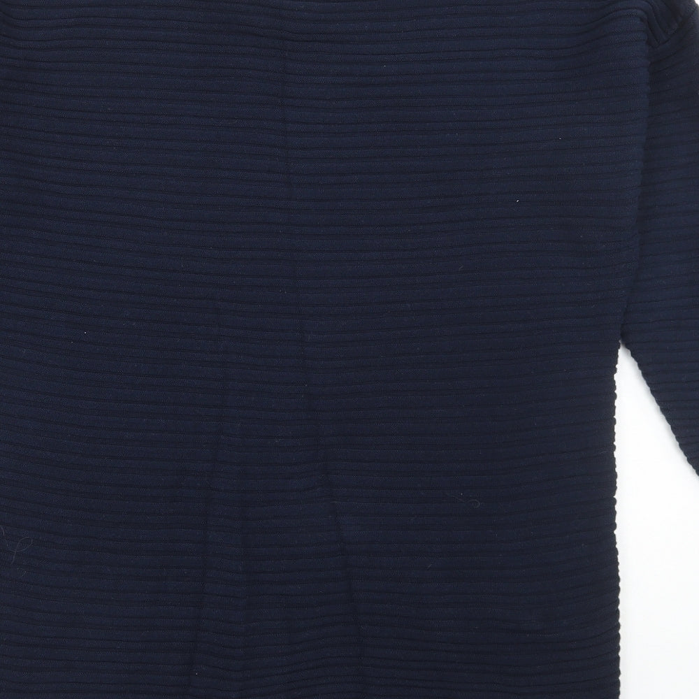 Adini Womens Blue Scoop Neck Cotton Pullover Jumper Size S