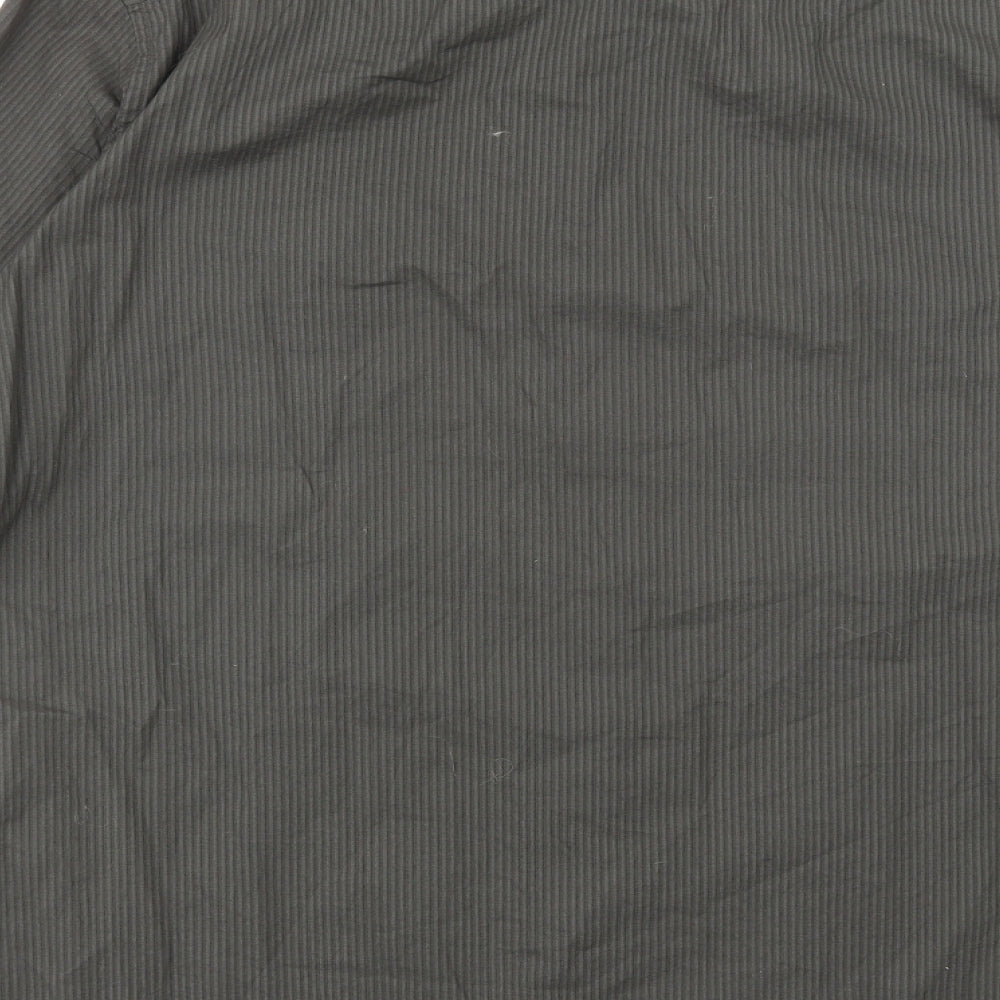 Matalan Mens Green Striped Cotton Button-Up Size L Collared Button