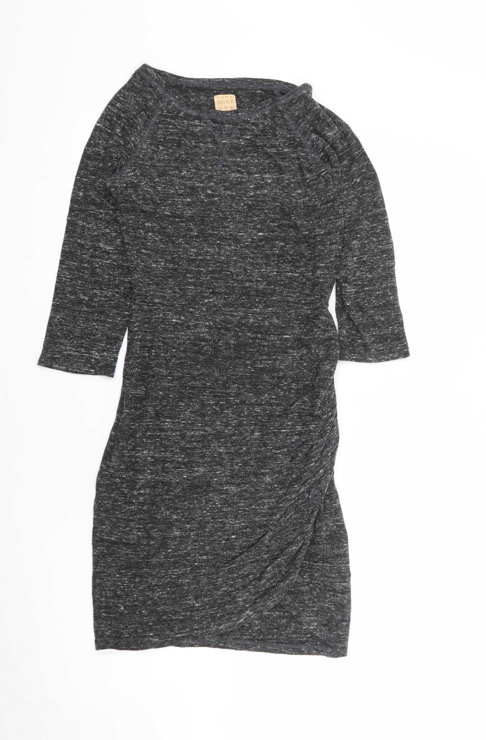 zara grey bodycon dress ZARA W&B COLLECTION GREY BODYCON TWIST FRONT STRETCHY DRESS WOMENS MEDIUM