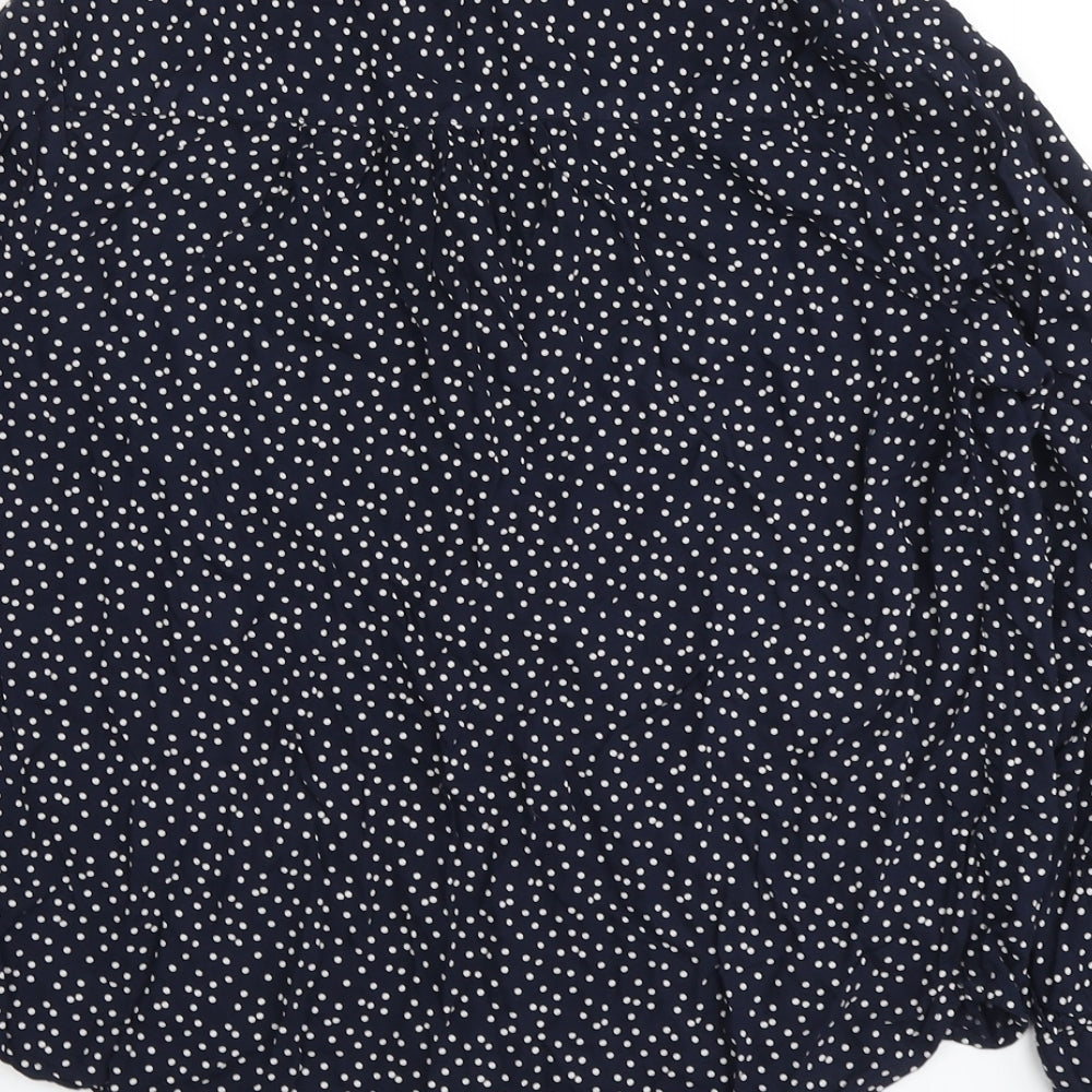 Marks & Spencer Womens Blue Polka Dot Viscose Basic Blouse Size 10 V-Neck