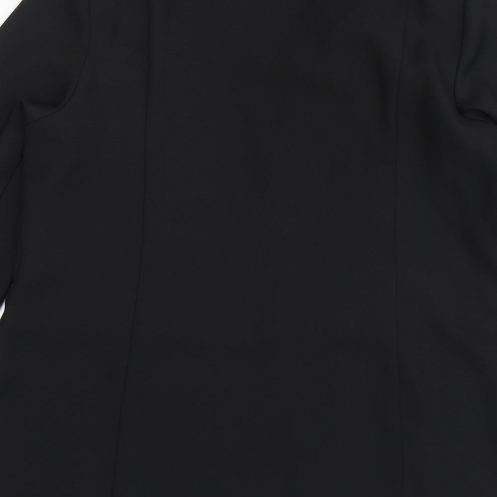 Design Essentials Womens Black Polyester Basic Blouse Size 16 V-Neck