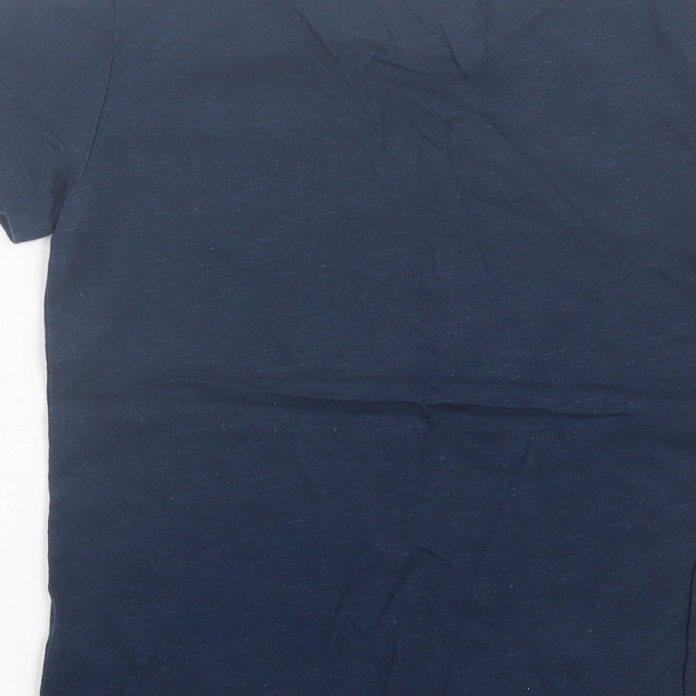 Dunnes Boys Blue Cotton Basic T-Shirt Size 5-6 Years Crew Neck Pullover - Pocket Detail