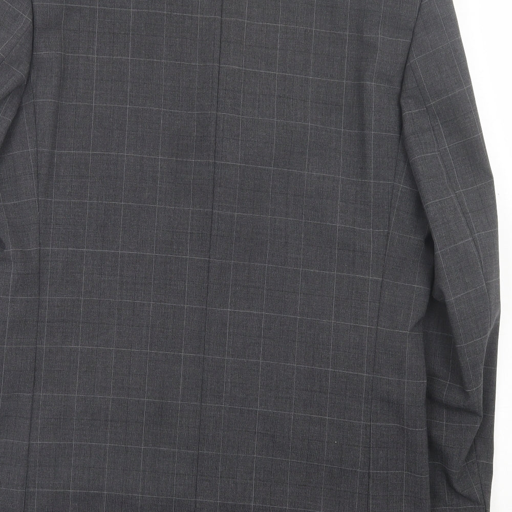 Preworn Mens Grey Plaid Wool Jacket Suit Jacket Size 40