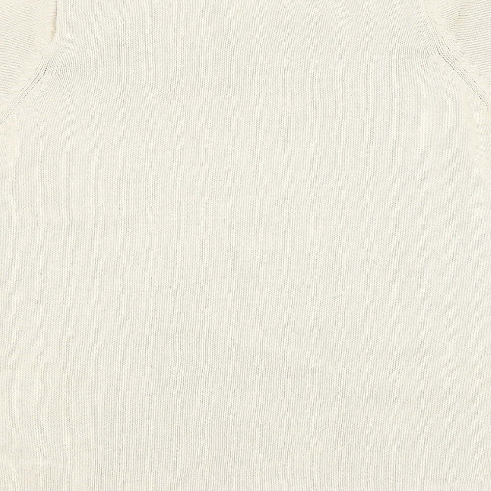 EWM Womens Beige Round Neck Cotton Pullover Jumper Size 10 - Flower