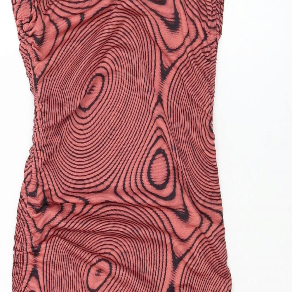 SHEIN Womens Pink Geometric Polyester Pencil Dress Size 8 Halter Tie