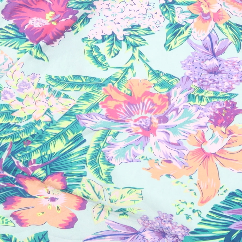 New Look Womens Multicoloured Floral Polyester Kimono Blouse Size 8 V-Neck