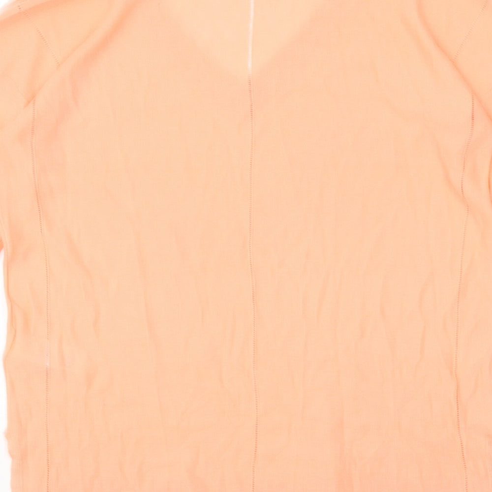 NEXT Womens Orange V-Neck Viscose Pullover Jumper Size 8
