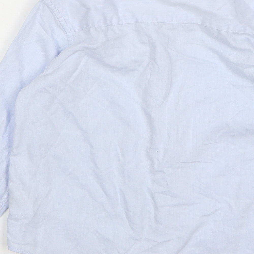 Marks & Spencer Boys Blue Cotton Basic Button-Up Size 8 Years Collared Button