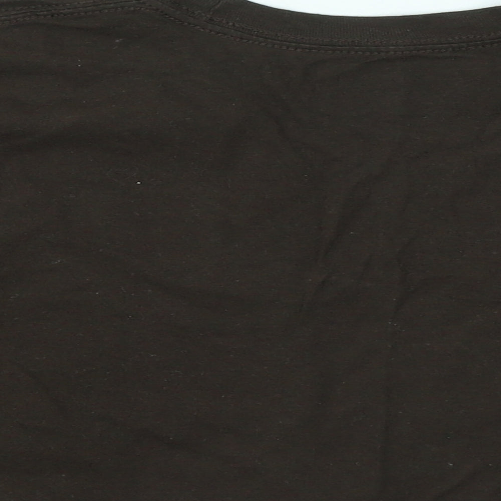 PRETTYLITTLETHING Womens Brown Cotton Cropped T-Shirt Size S Round Neck