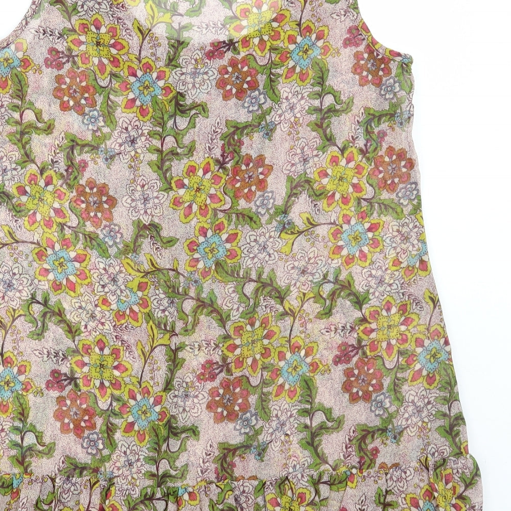 Wallis Womens Multicoloured Floral Polyester Basic Blouse Size S Scoop Neck