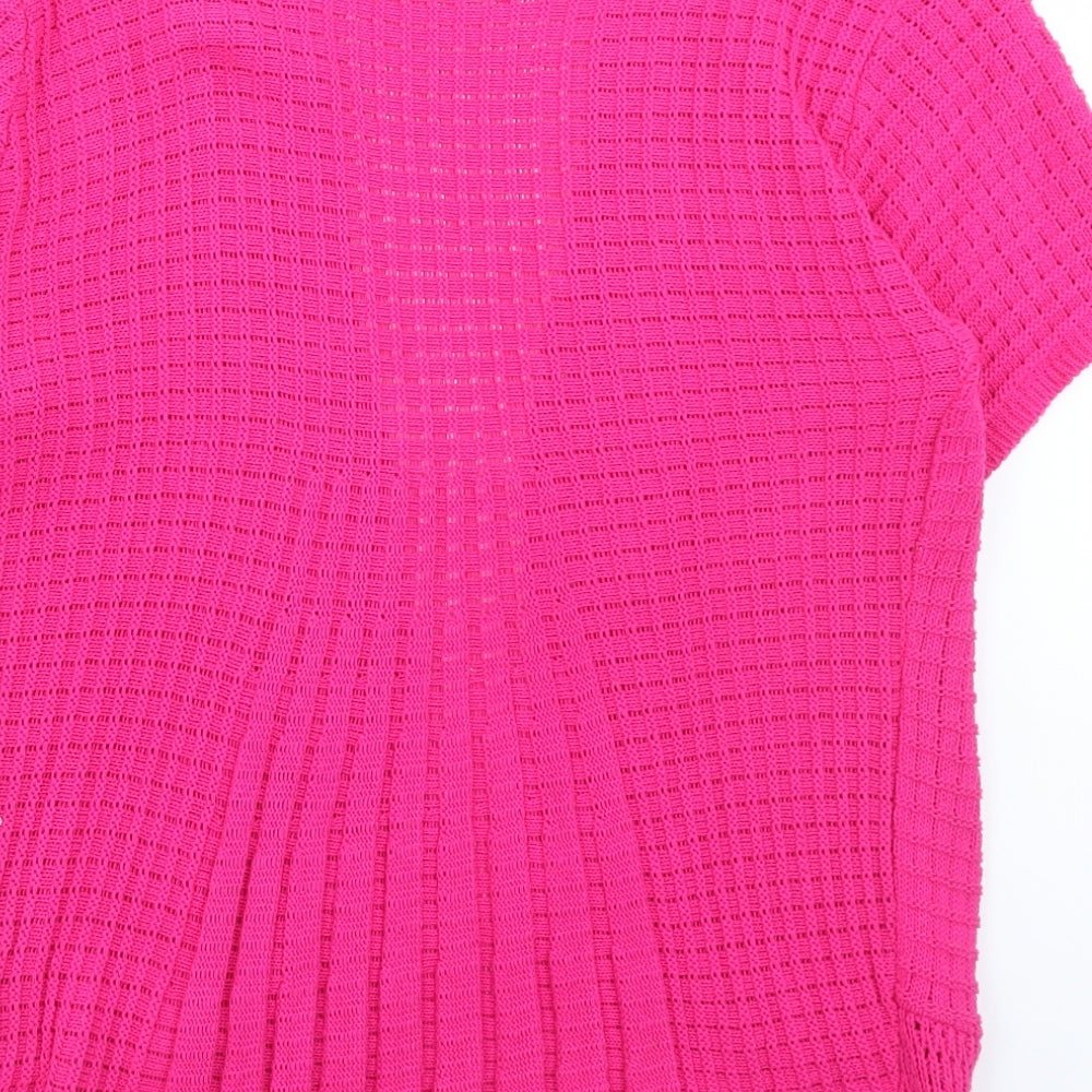 CHIC Womens Pink V-Neck Cotton Cardigan Jumper Size XL