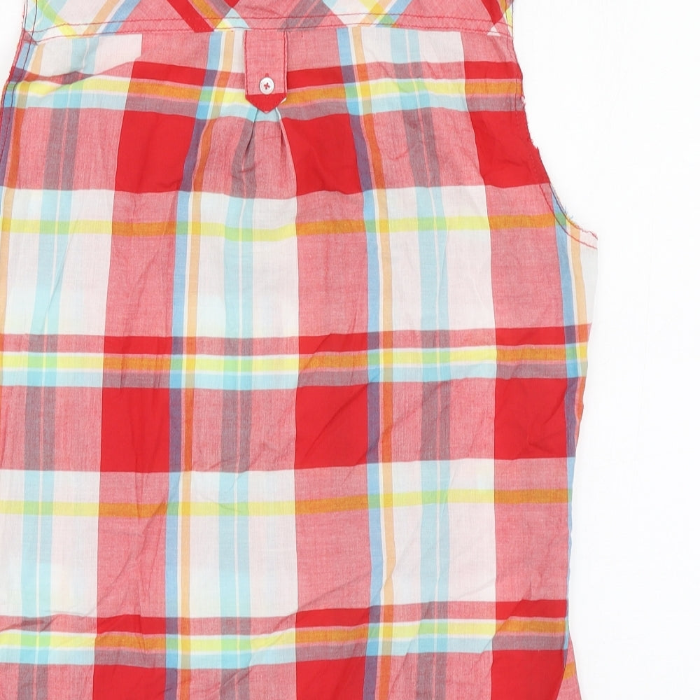Dunnes Stores Womens Red Plaid Basic Button-Up Size 14 Collared