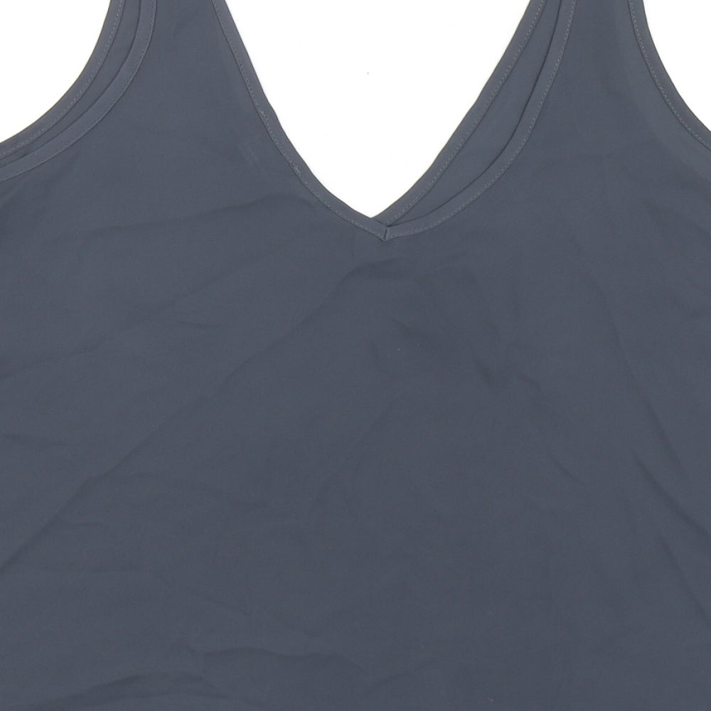 Topshop Womens Grey Polyester Basic Blouse Size 8 V-Neck