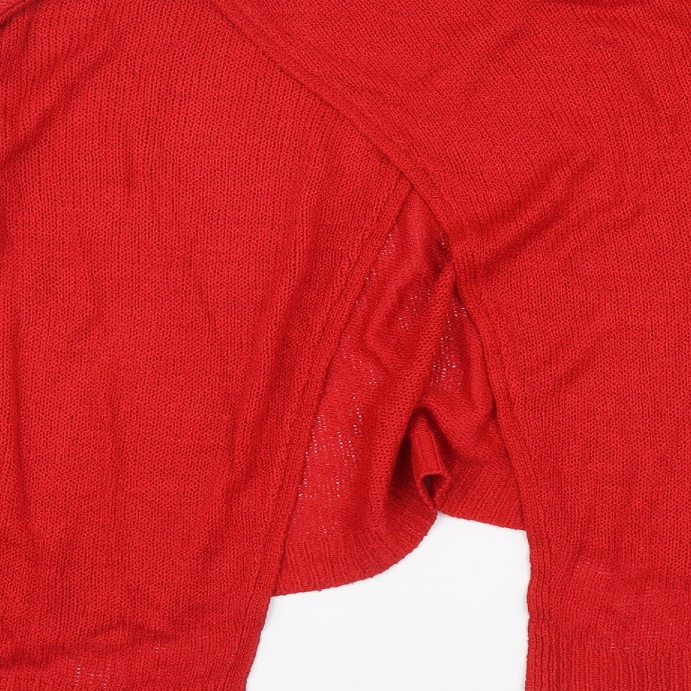 New Look Womens Red Round Neck Acrylic Pullover Jumper Size M - Open Back