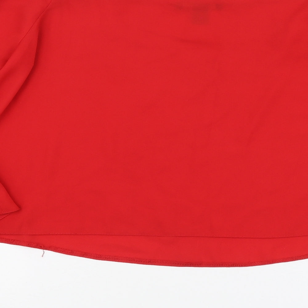 New Look Womens Red Polyester Cropped Blouse Size 10 Square Neck