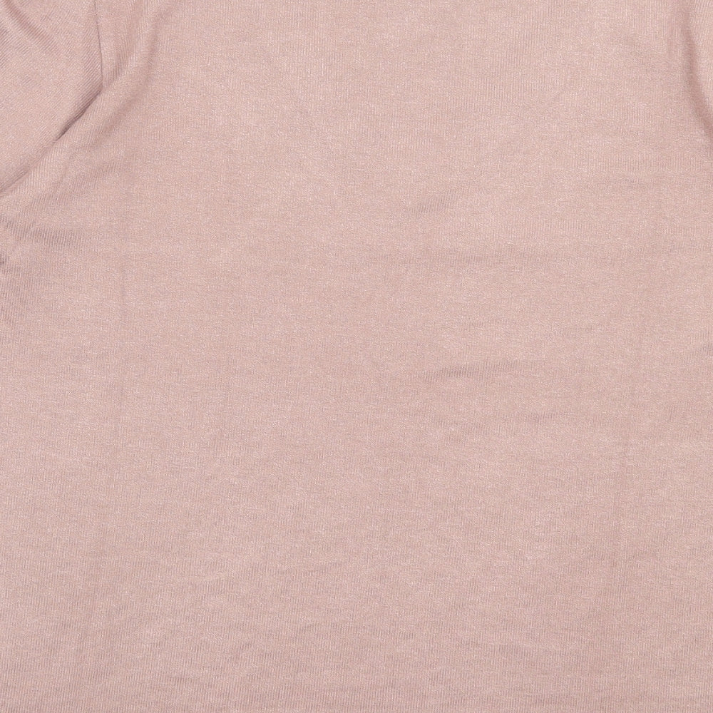 Mod Ref Womens Pink Viscose Basic T-Shirt Size L V-Neck - Tight Knit