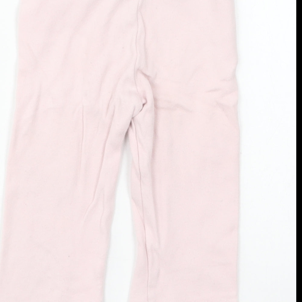Marks & Spencer Girls Pink Cotton Jogger Leggings Size 6-9 Months Pullover - Flower