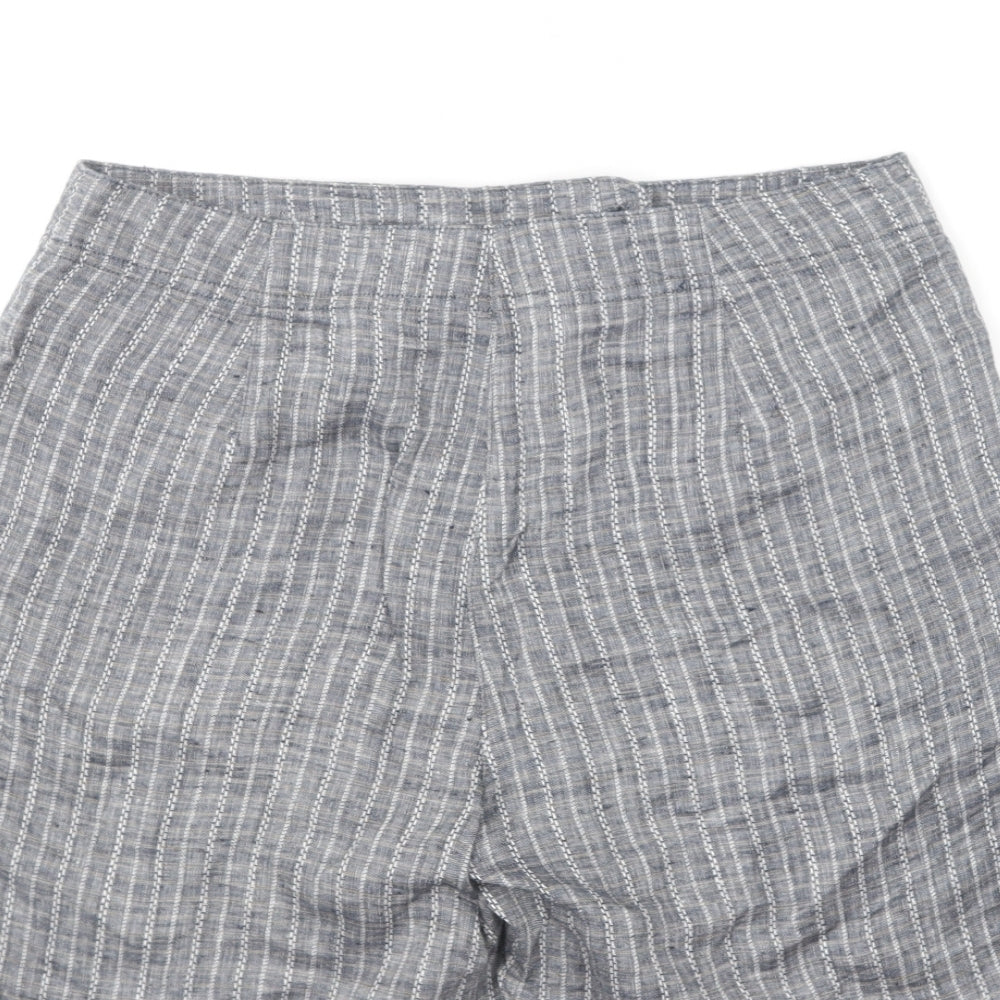 Dash Womens Grey Striped Linen Chino Shorts Size 12 L7 in Regular Hook & Eye