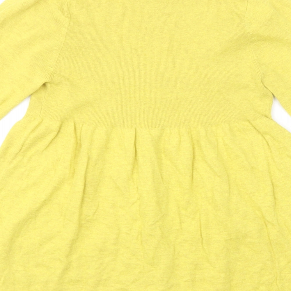 River Island Womens Yellow Scoop Neck Cotton Pullover Jumper Size 10