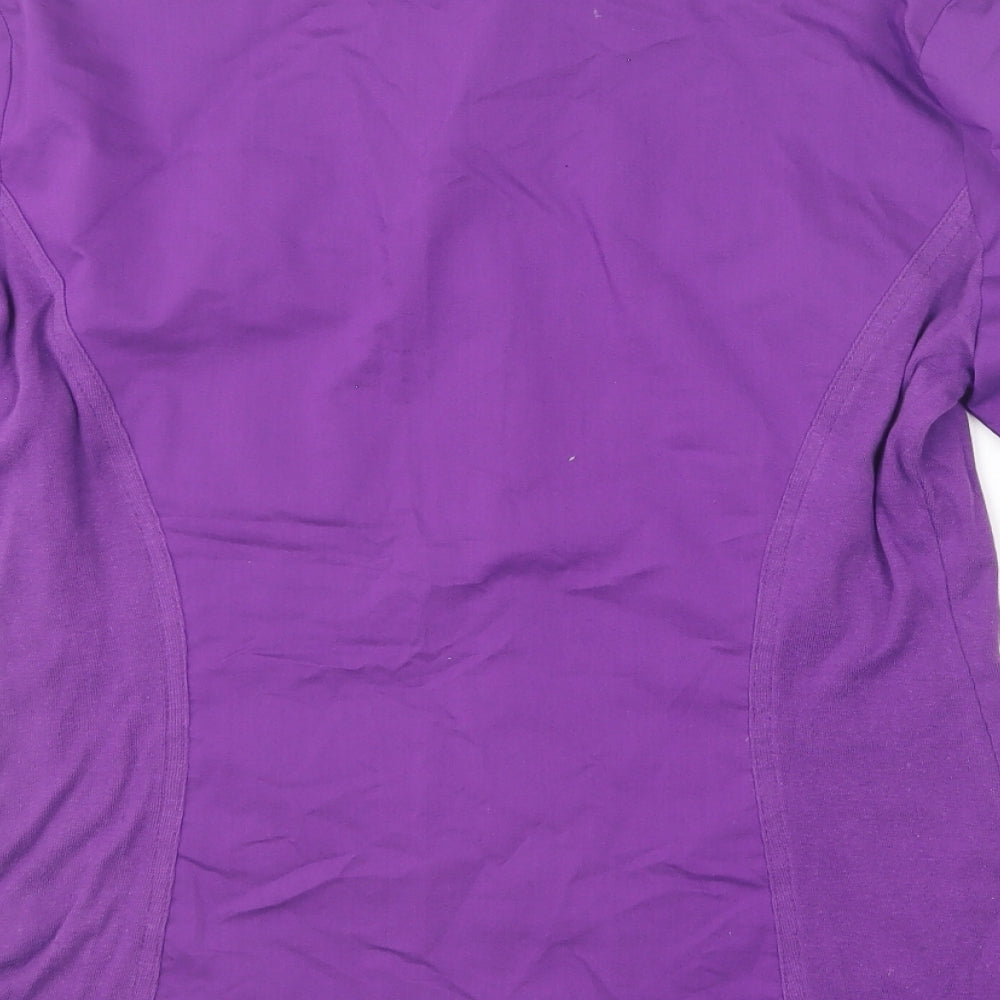 Laura Scott Womens Purple Cotton Basic Button-Up Size L Collared