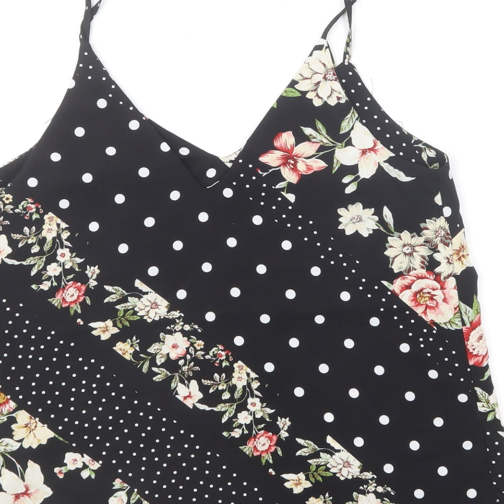 New Look Womens Multicoloured Floral Polyester Camisole T-Shirt Size 8 V-Neck