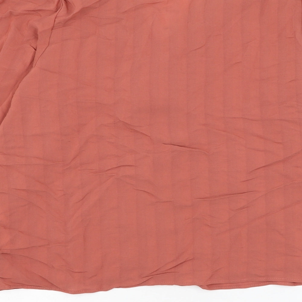 Zara Womens Pink Polyester Basic Button-Up Size XS V-Neck