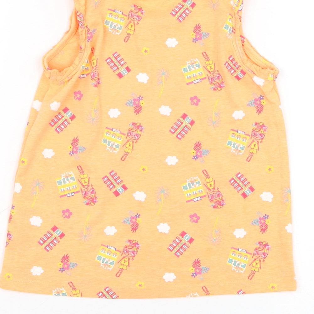 Matalan Girls Orange Geometric Polyester Basic Tank Size 4-5 Years Round Neck Pullover - Holiday
