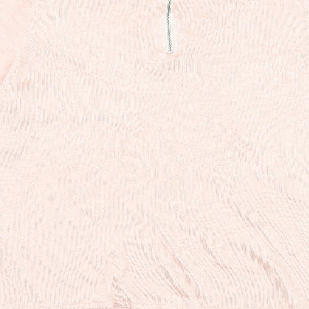 Marks & Spencer Womens Pink Round Neck Viscose Pullover Jumper Size 14