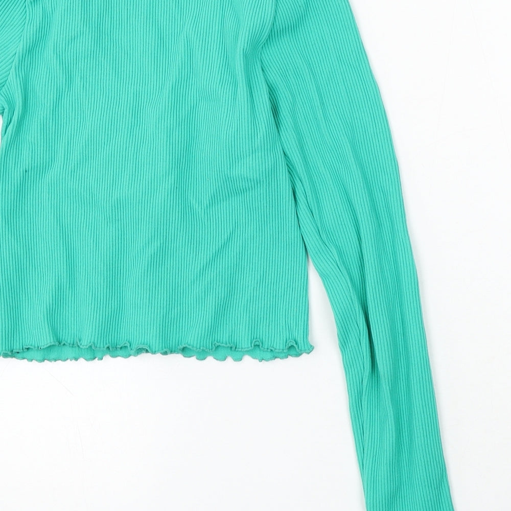 Dunnes Stores Womens Green V-Neck Polyamide Cardigan Jumper Size XS