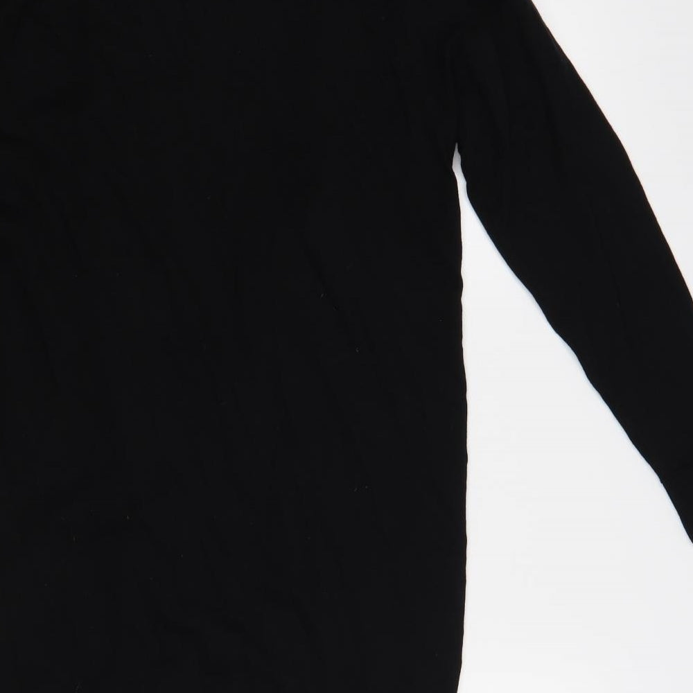 Oasis Womens Black V-Neck Cotton Cardigan Jumper Size S