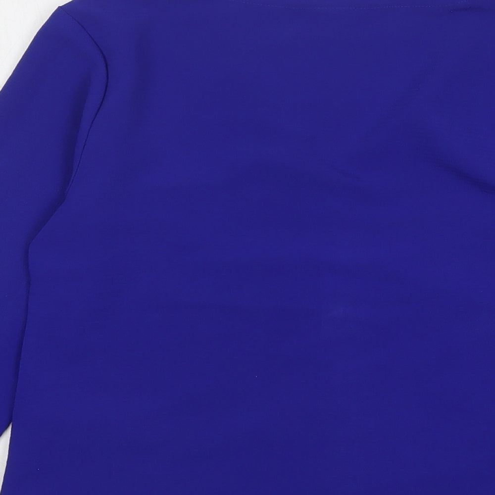 New Look Womens Blue Polyester Basic Button-Up Size 6 V-Neck