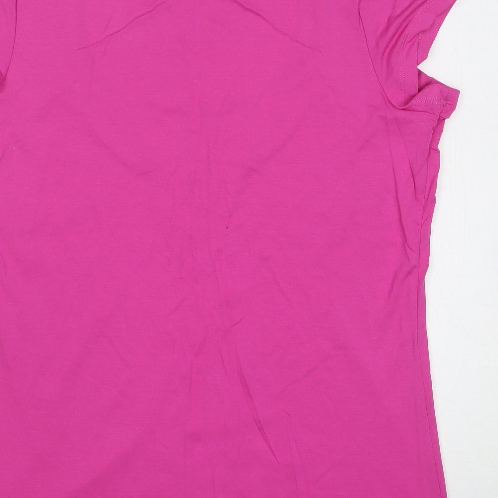 Marks & Spencer Womens Pink Viscose Basic Button-Up Size 14 Scoop Neck - Button up with tank