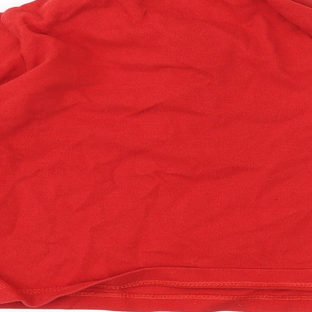 Next Boys Red Cotton Basic Polo Size 12 Months Collared Button - Dinosaur