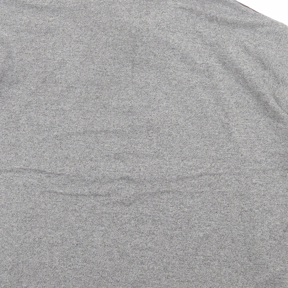 MX Mens Grey Striped Polyester Polo Size XL Collared Button - Grey, Burgandy, White & Blue