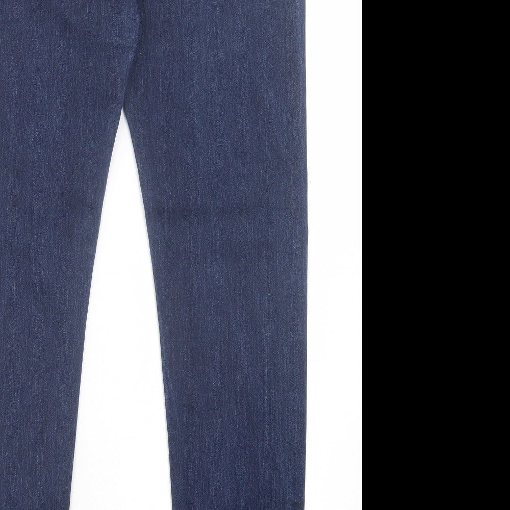 Denim & Co. Womens Blue Cotton Straight Jeans Size 16 L30 in Regular Button - Dark Blue