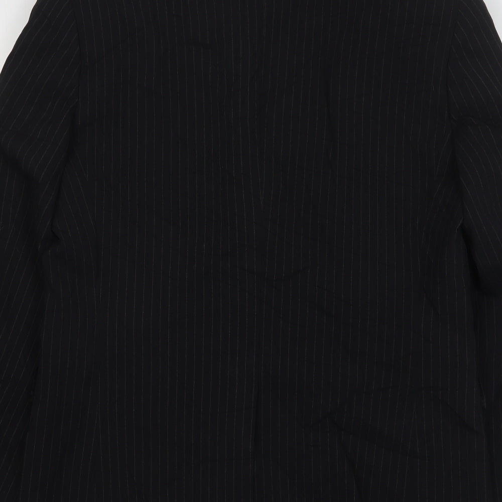 Butler & Webb Mens Black Striped Polyester Jacket Suit Jacket Size 40