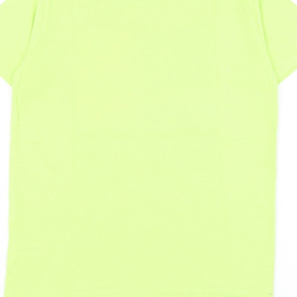 Dunnes Boys Green Cotton Basic T-Shirt Size 8-9 Years Round Neck Pullover - Football