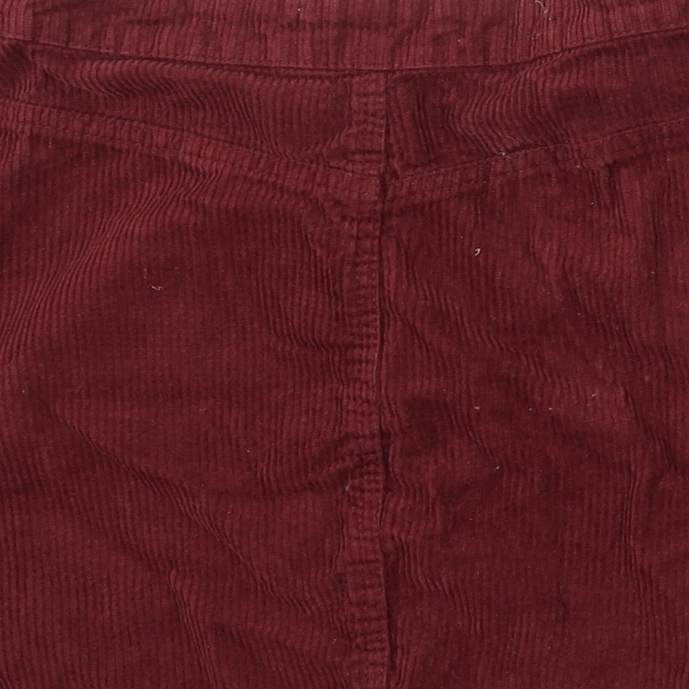 Denim & Co. Womens Red Cotton A-Line Skirt Size 10 Button