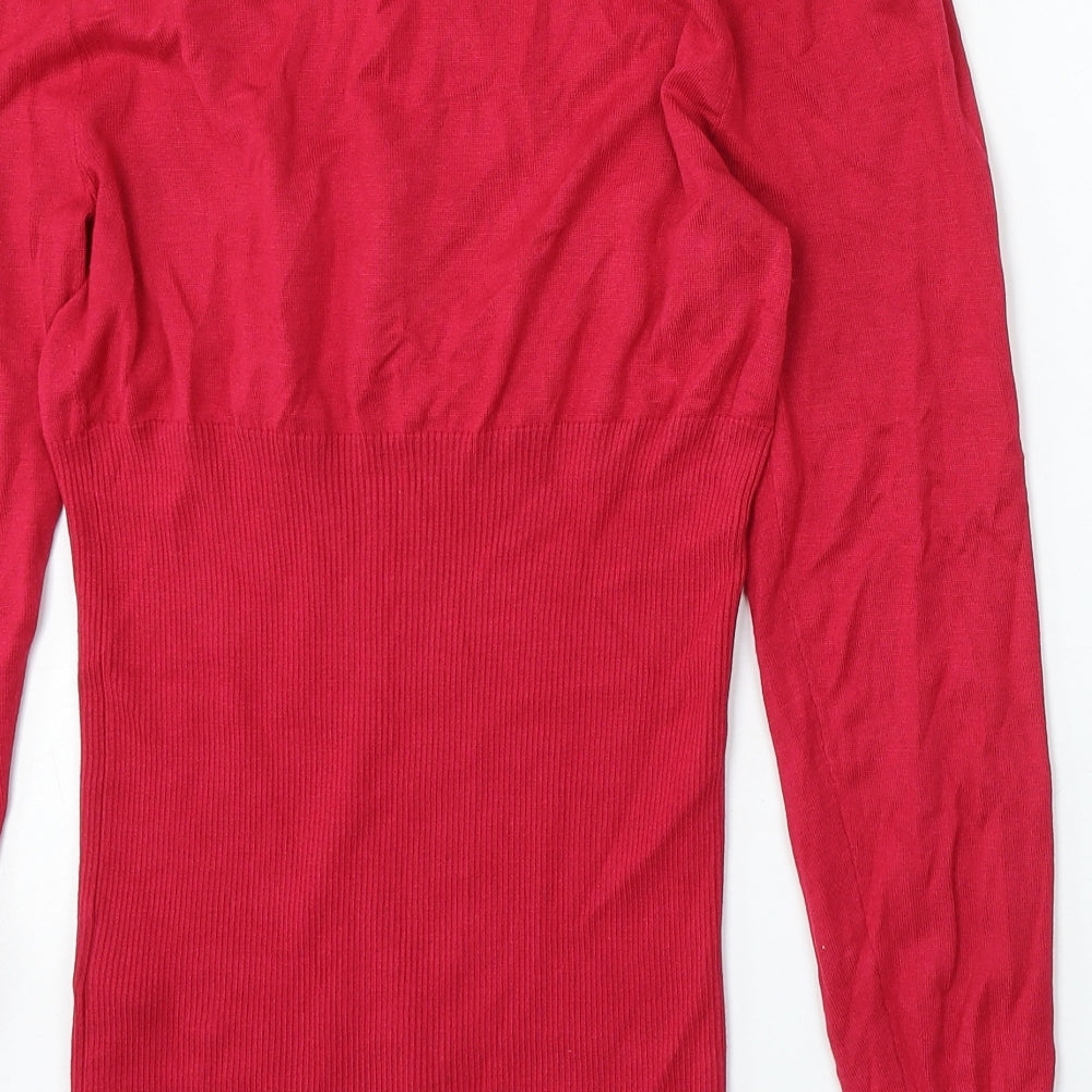 Debenhams Womens Red Round Neck Viscose Pullover Jumper Size 14