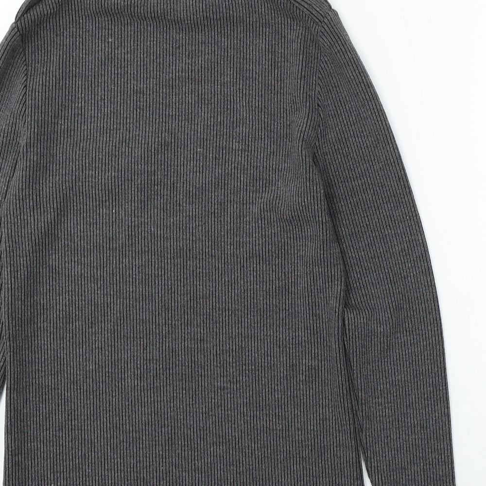 RIbbon Clasp Womens Grey Roll Neck Polyester Pullover Jumper Size S