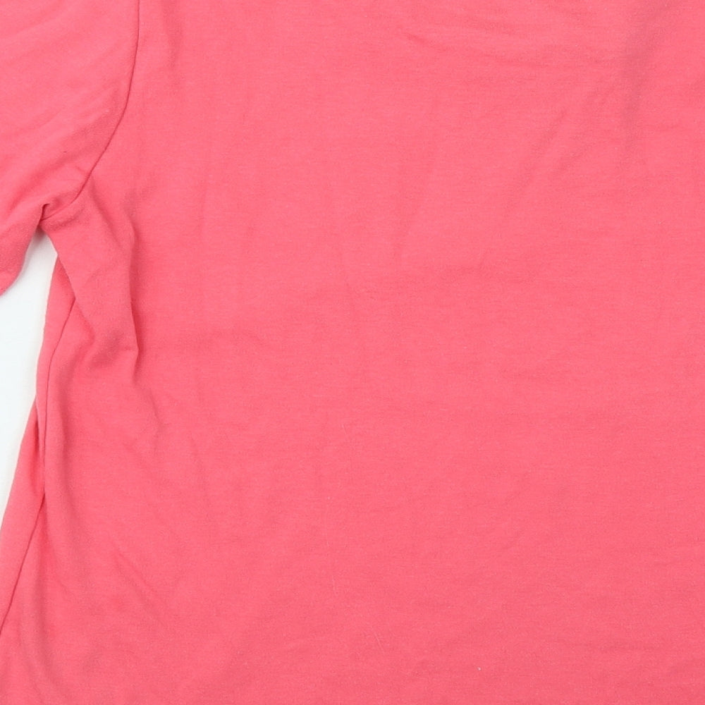 Reflect Womens Pink Polyester Basic T-Shirt Size S Round Neck - Flowers