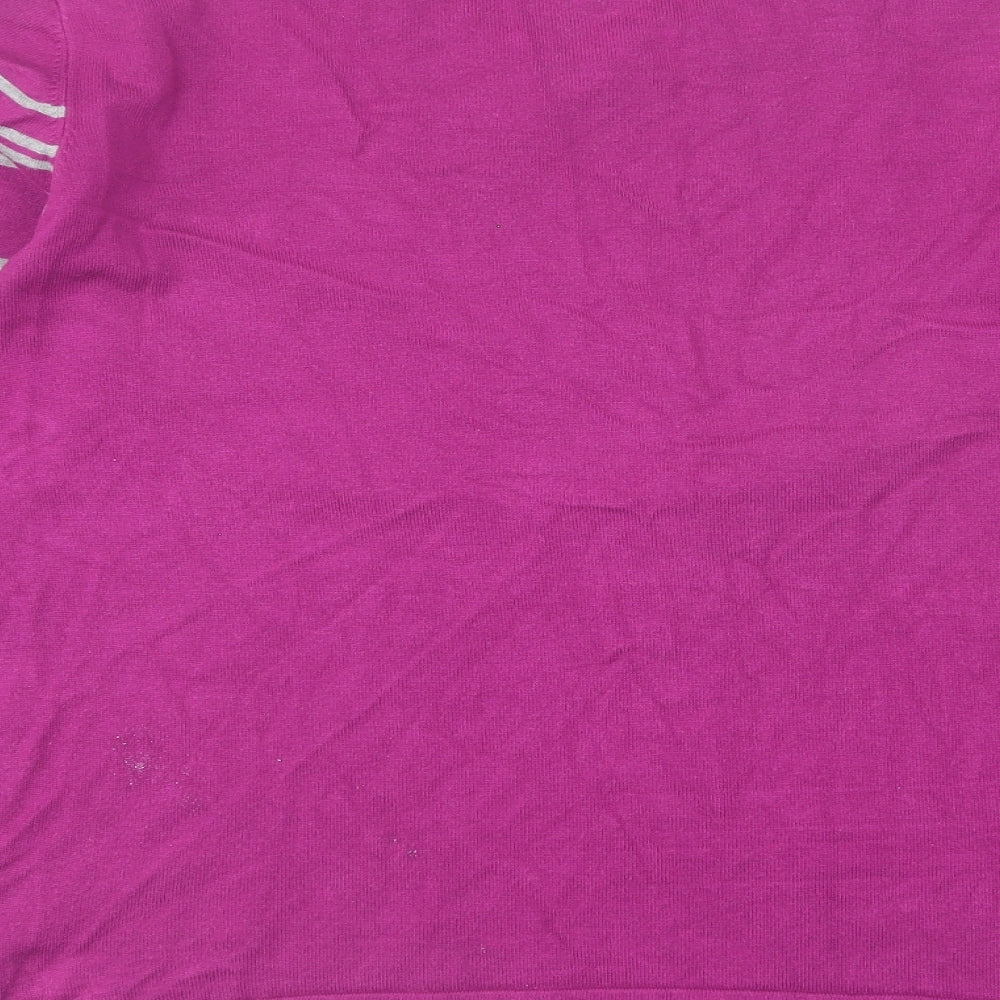 Paramour Womens Purple Round Neck Striped Nylon Pullover Jumper Size XL